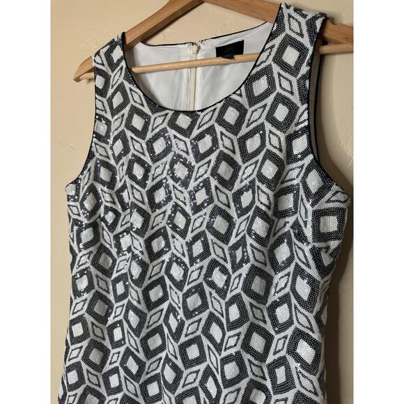 Banana Republic Monogram Black and White Geo Pattern Sequin Shift Dress - Picture 3 of 8